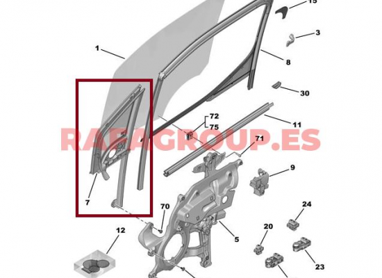 9818042180 - Неподвижное боковое стекло правое - CITROEN, PEUGEOT, TOYOTA, OPEL